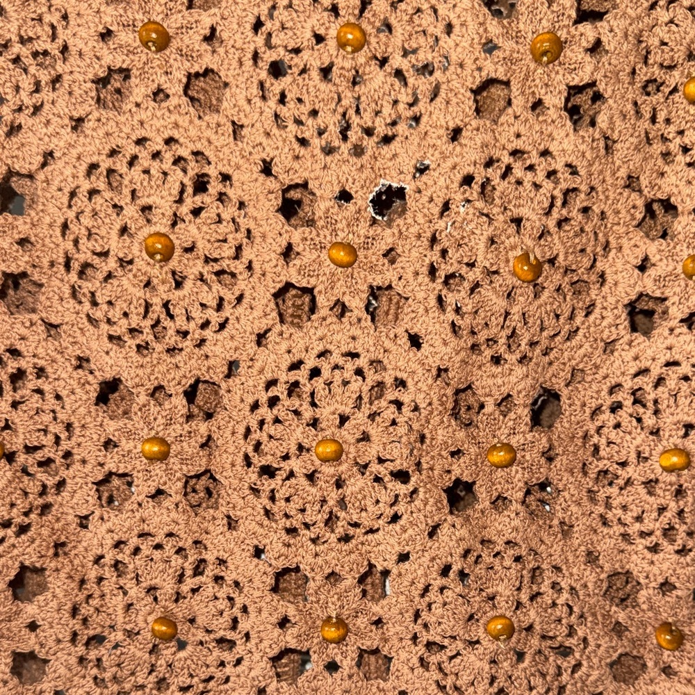 Zara Terracotta Crochet Tie-Front Vest with Wooden Beads - Picture 4 of 6